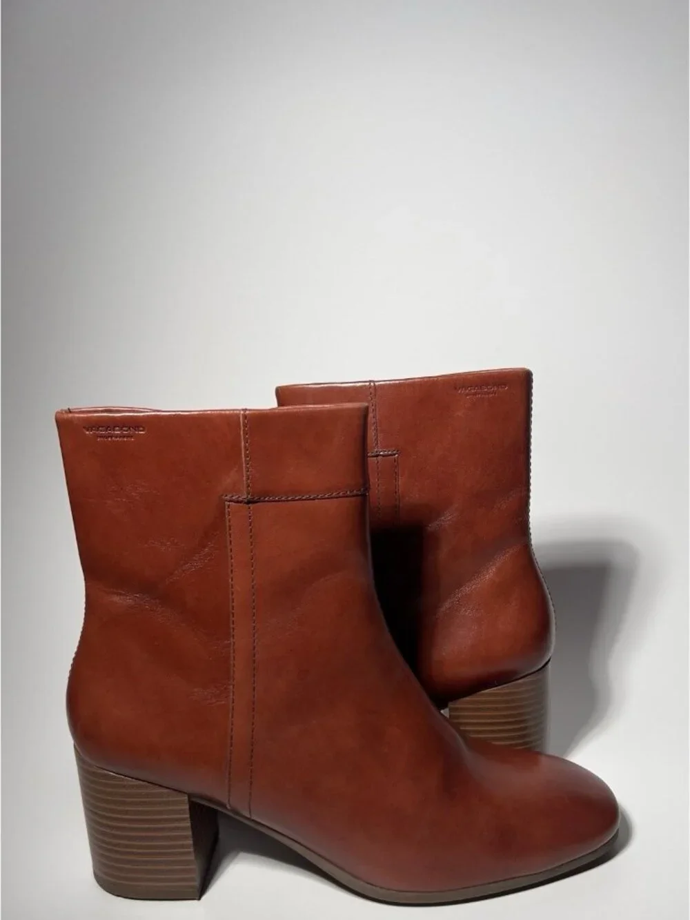 Vagabond Cinnamon Leather Ankle Boots Women’s US 7.5 EU 38 Block Heel